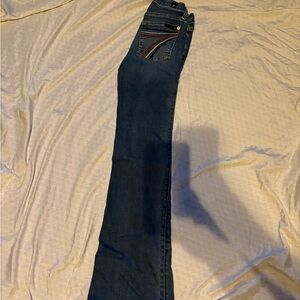 7 For All Mankind Blue Denim Jeans with Gold Stitching